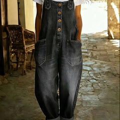 Women’s Wide Leg Denim Overall Jumpsuit