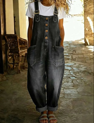 Women’s Wide Leg Denim Overall Jumpsuit