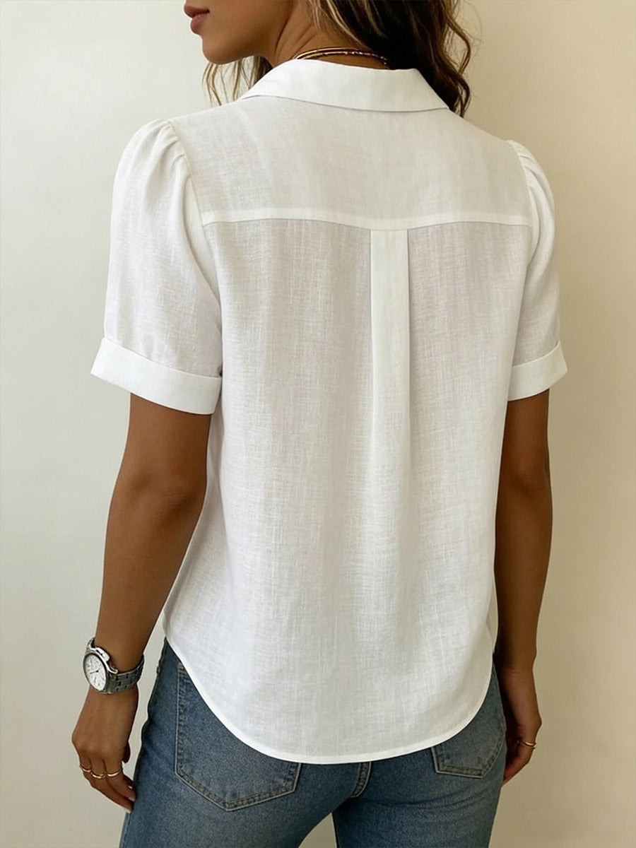 Women’s Pleated Linen Blouse