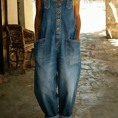 Women’s Wide Leg Denim Overall Jumpsuit