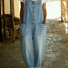 Women’s Wide Leg Denim Overall Jumpsuit