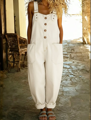 Women’s Wide Leg Denim Overall Jumpsuit