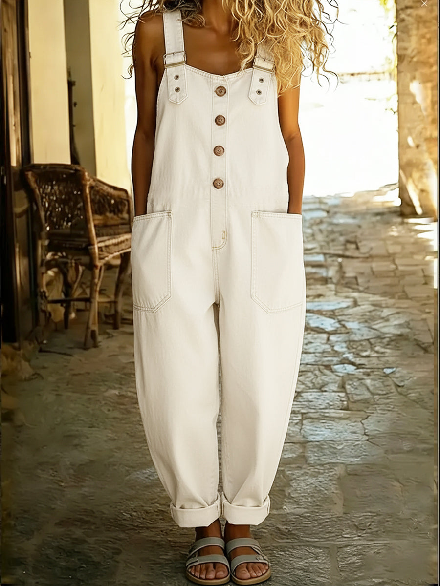 Women’s Wide Leg Denim Overall Jumpsuit