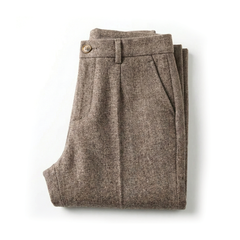 Men’s Tailored Herringbone Trousers in Brown