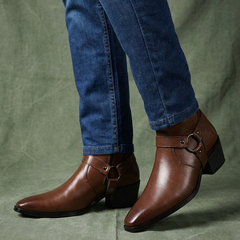 Men’s Chisel-Toe Leather Harness Boots