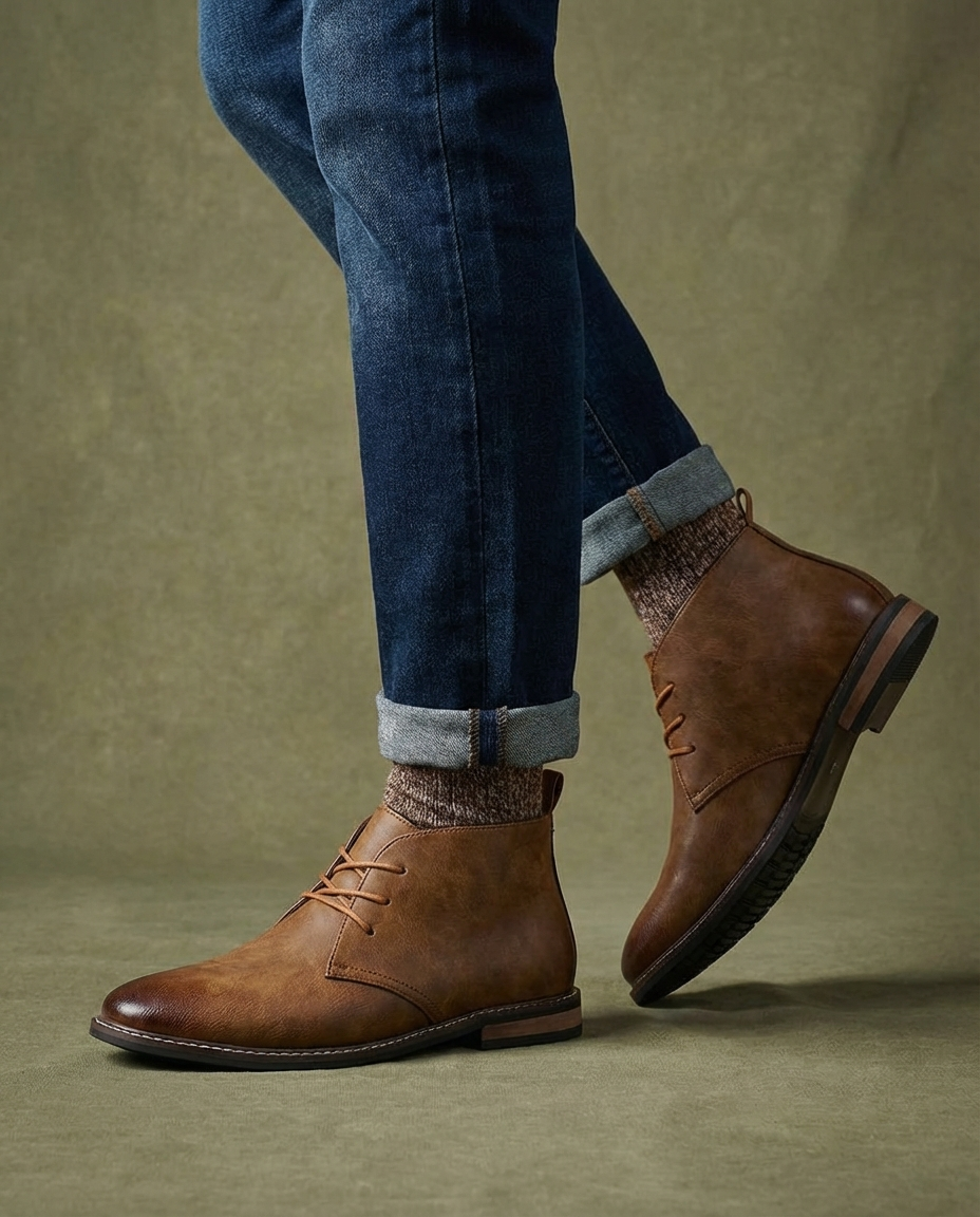 Men’s Leather Welt-Detail Chukka Boots