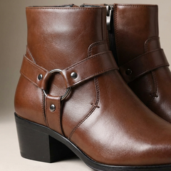 Men’s Chisel-Toe Leather Harness Boots