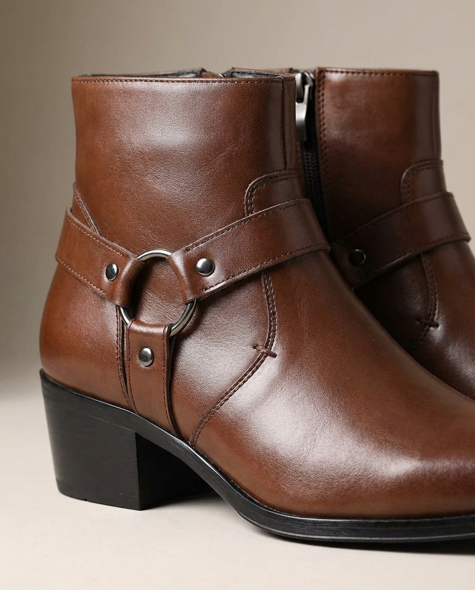 Men’s Chisel-Toe Leather Harness Boots
