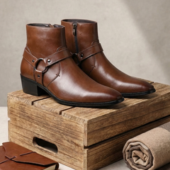 Men’s Chisel-Toe Leather Harness Boots
