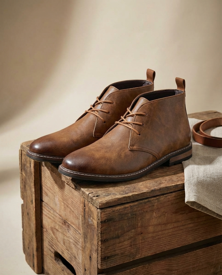 Men’s Leather Welt-Detail Chukka Boots