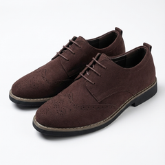 Men’s Suede Wingtip Lug-Sole Brogues in Brown