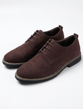 Men’s Suede Wingtip Lug-Sole Brogues in Brown