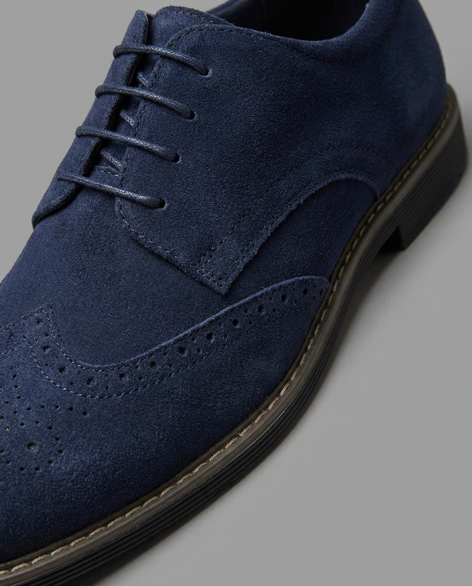 Men’s Suede Wingtip Lug-Sole Brogues