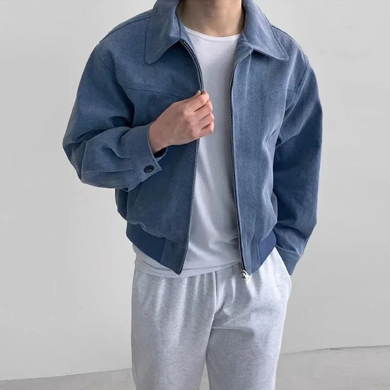 Men's Trenton Smooth Suede Bomber Jacket - Blue