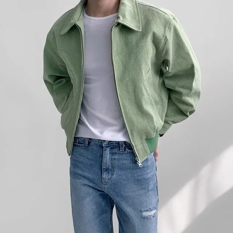 Men's Trenton Smooth Suede Bomber Jacket - Green
