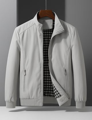 Men’s Lightly Insulated Zip-Pocket Jacket in Light Grey
