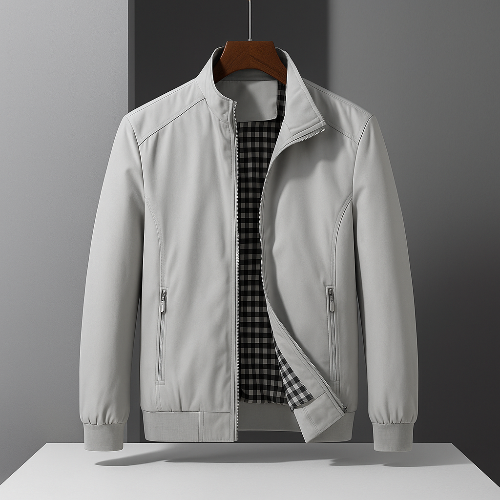 Men’s Lightly Insulated Zip-Pocket Jacket in Light Grey