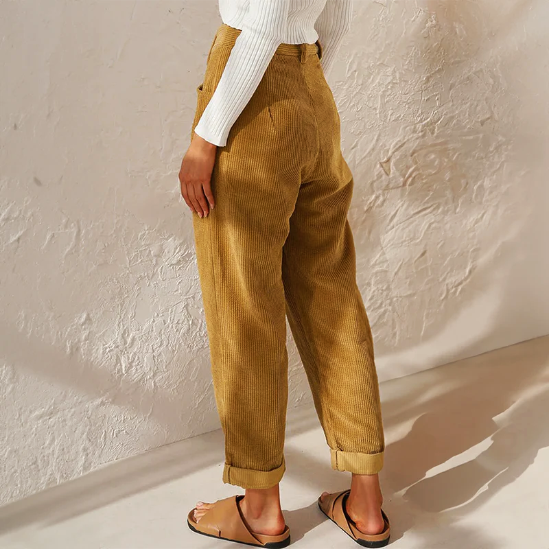 Women’s High Waist Corduroy Wide Leg Trousers