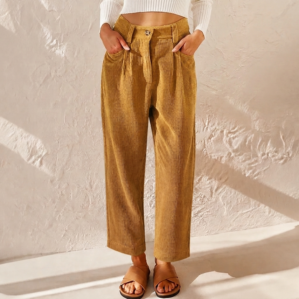 Women’s High Waist Corduroy Wide Leg Trousers