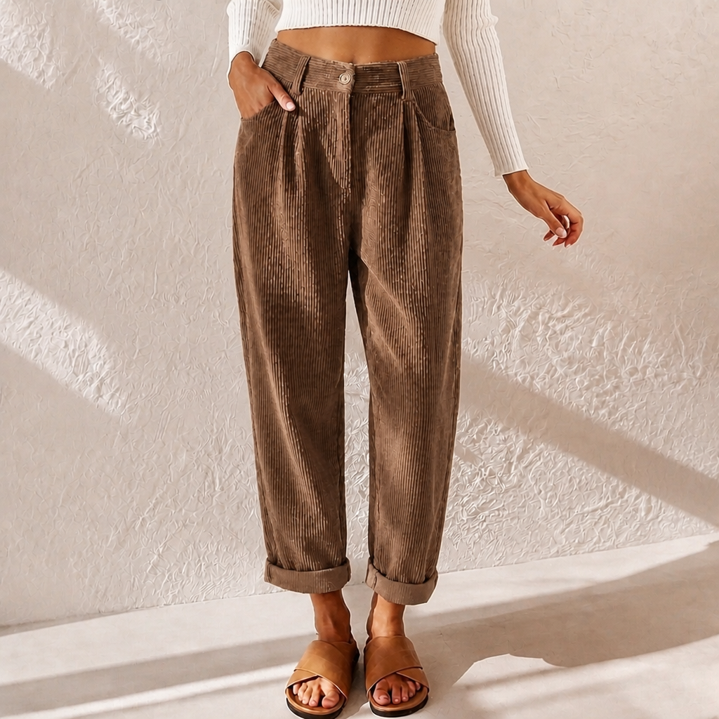 Women’s High Waist Corduroy Wide Leg Trousers