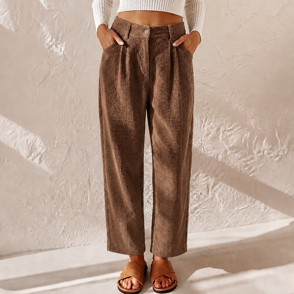Women’s High Waist Corduroy Wide Leg Trousers