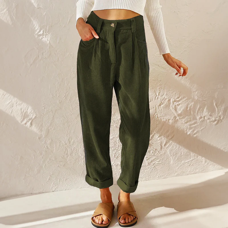 Women’s High Waist Corduroy Wide Leg Trousers