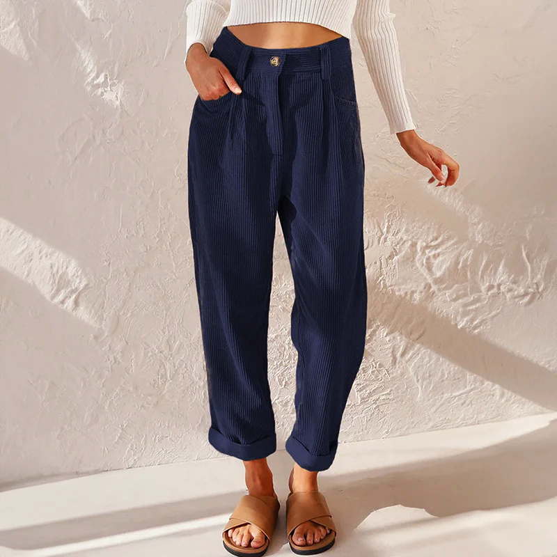 Women’s High Waist Corduroy Wide Leg Trousers