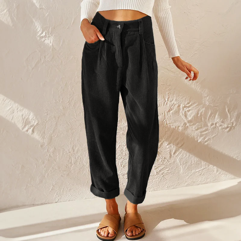 Women’s High Waist Corduroy Wide Leg Trousers