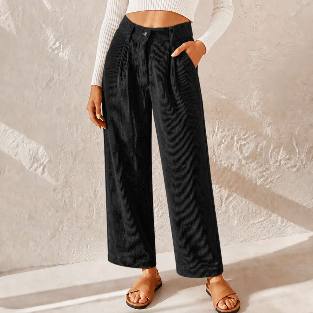 Women’s High Waist Corduroy Wide Leg Trousers